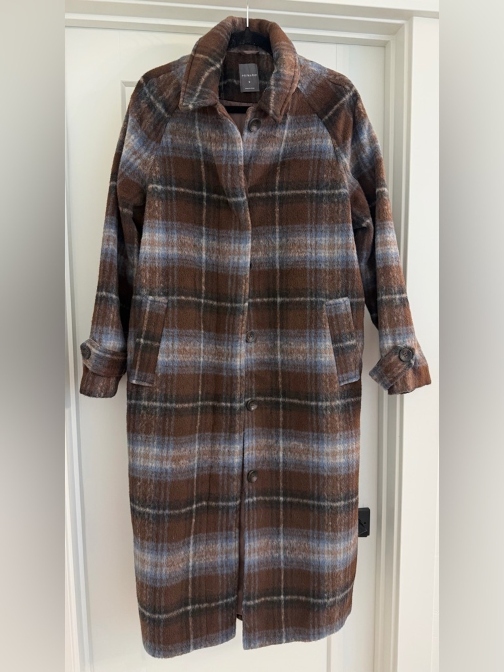 Brand New Chocolate Brown Check 
Trench Coat - size S